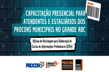 Consórcio ABC abre inscrições para capacitação de atendentes e estagiários dos Procons Municipais